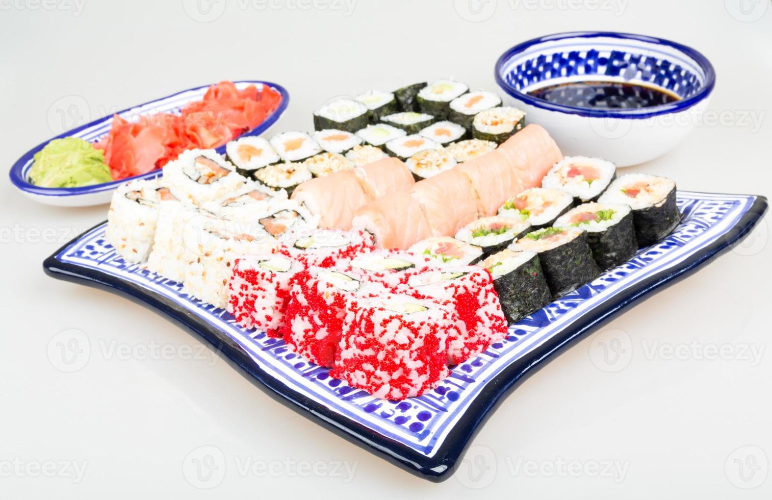 Sushi Set - Different Types of Maki Sushi and Nigiri Sushi photo