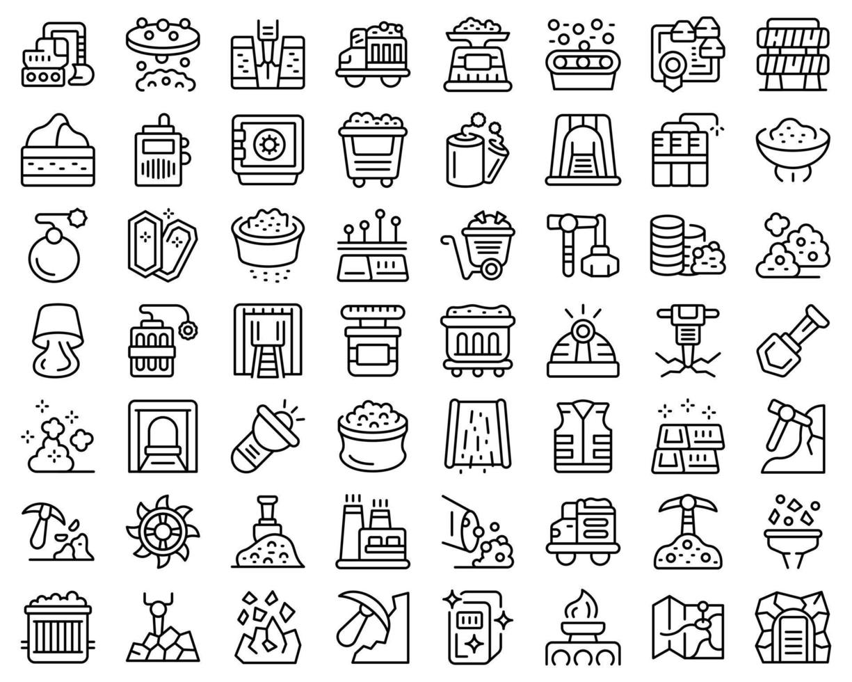 Gold mining icons set outline vector. Mine golden vector