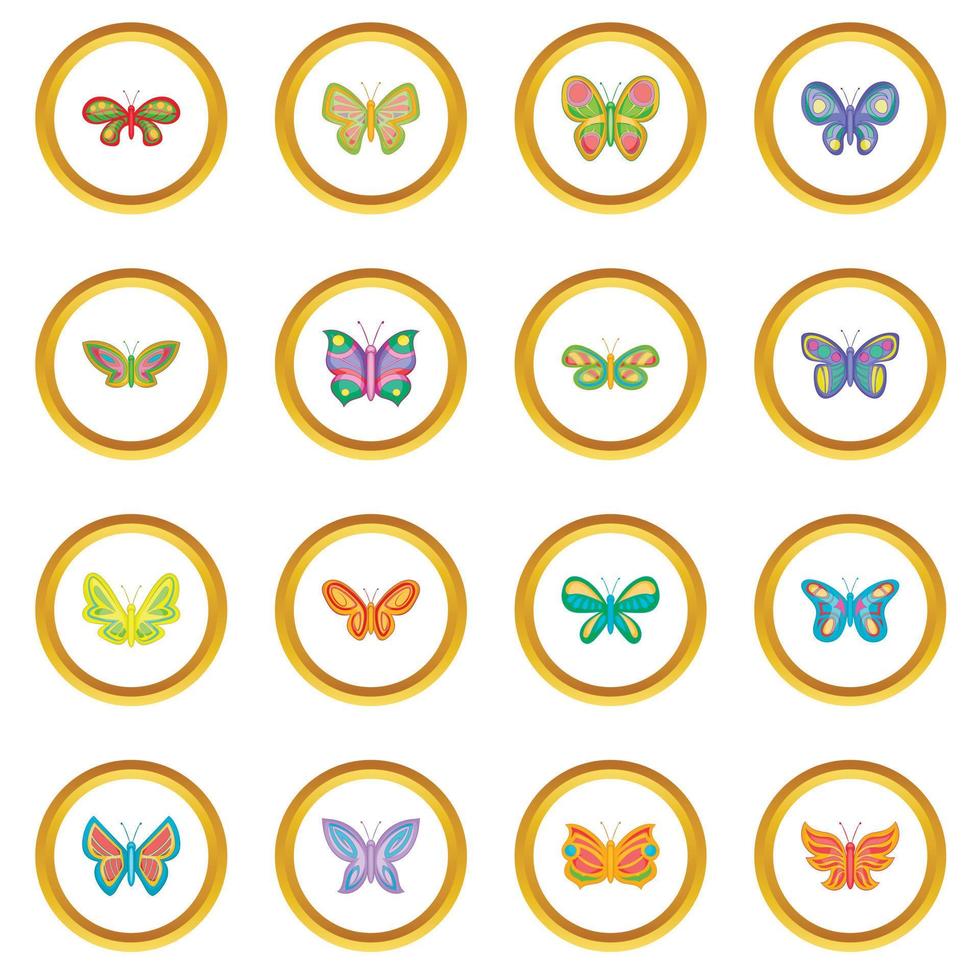 Butterfly fairy icons circle vector