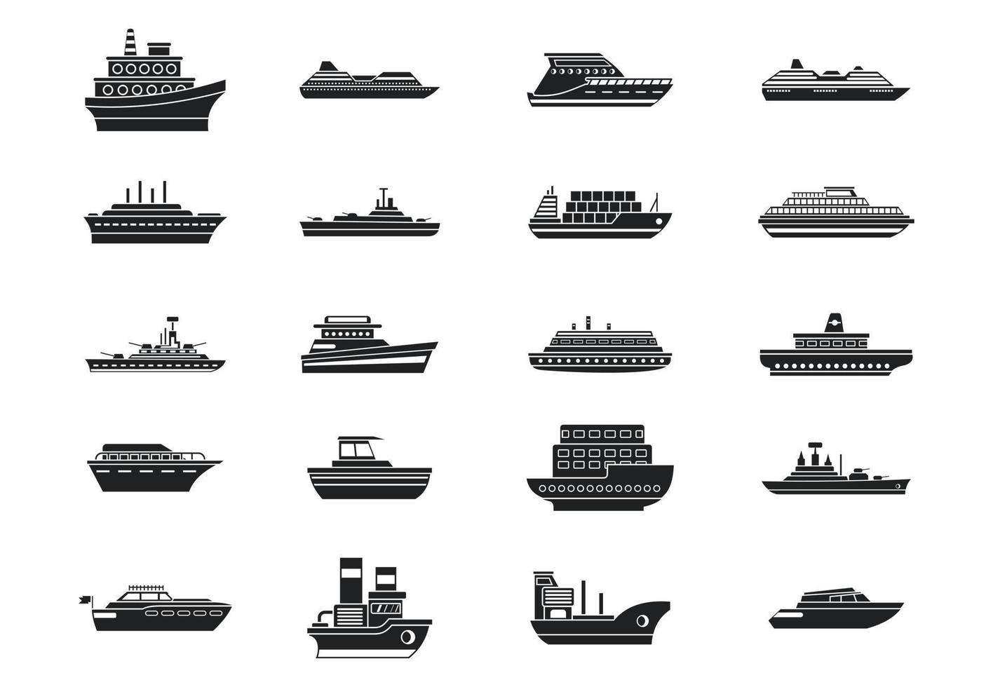 conjunto de iconos de barco, estilo simple vector