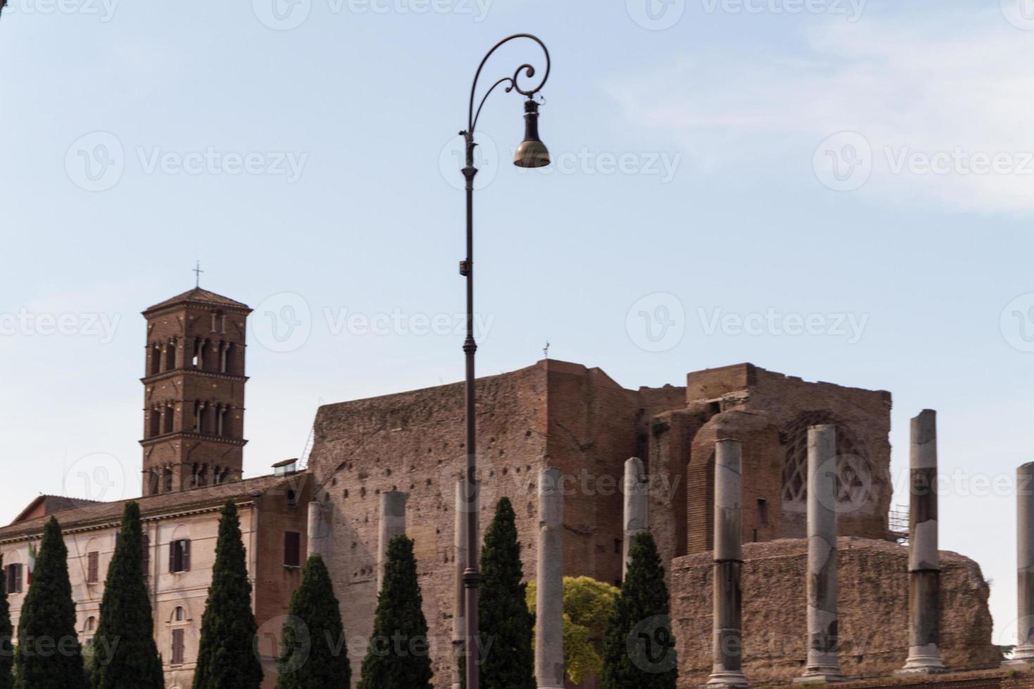 Building ruins and ancient columns  in Rome, Italy photo