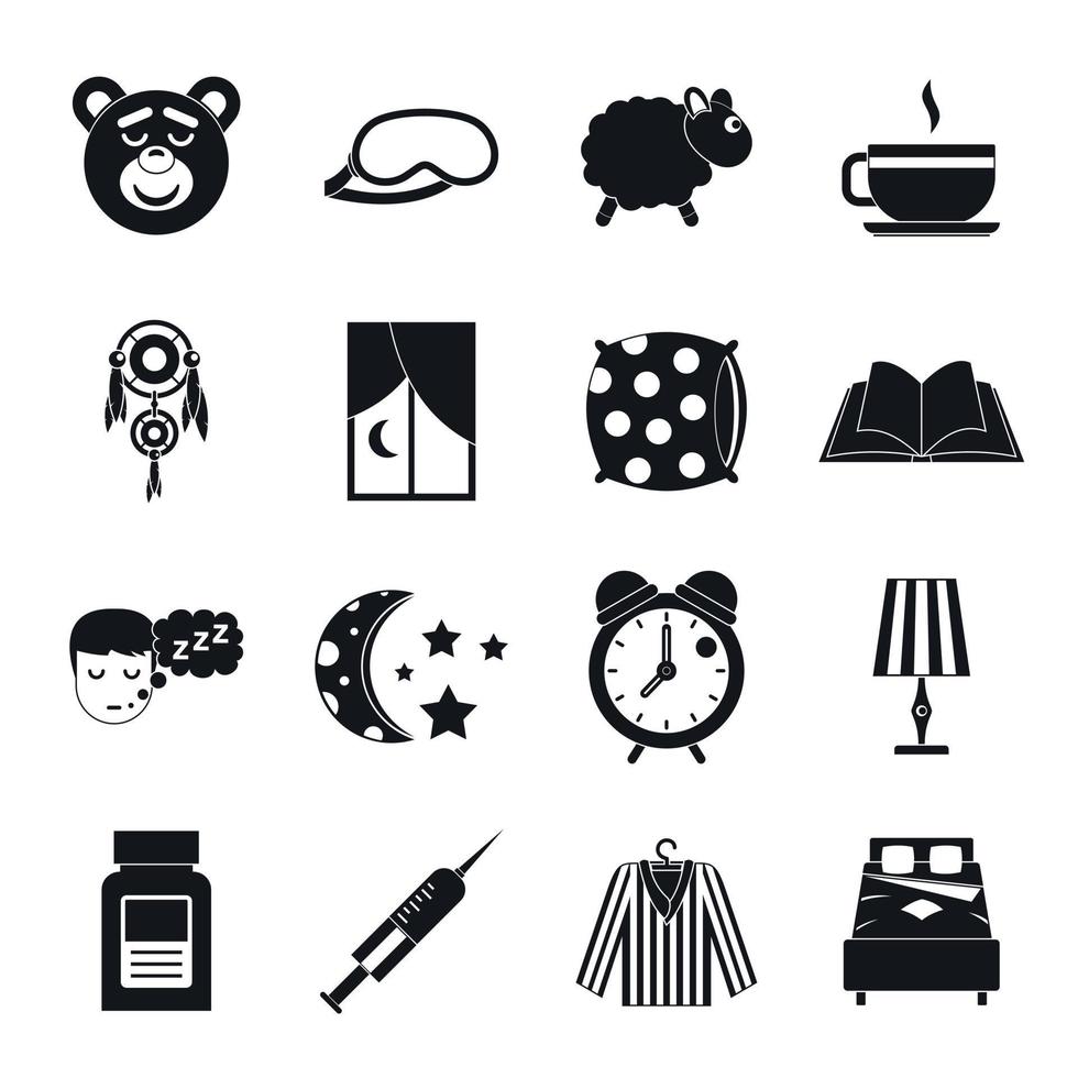 Sleep icons set, simple style vector