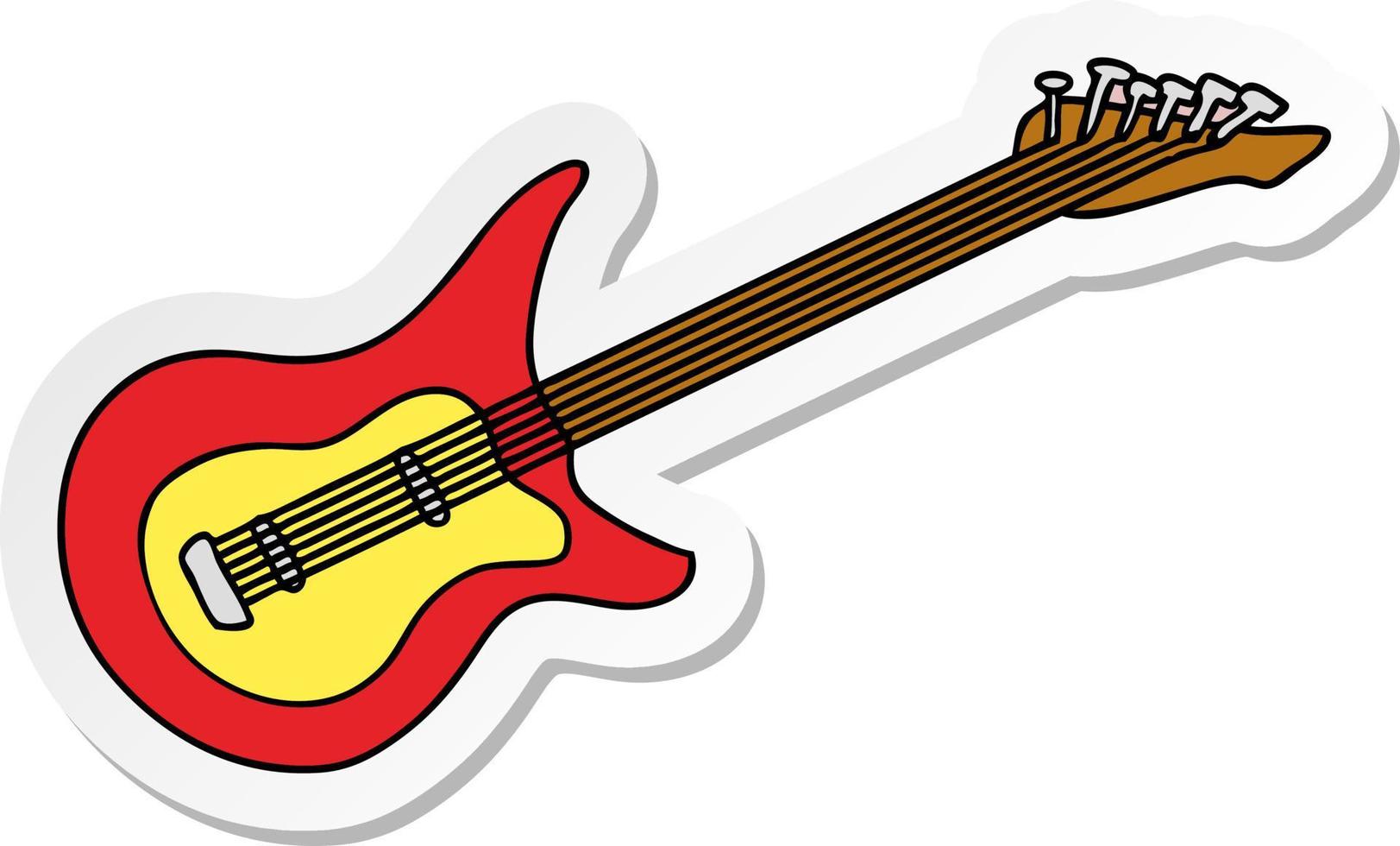 pegatina, caricatura, garabato, de, un, guitarra vector