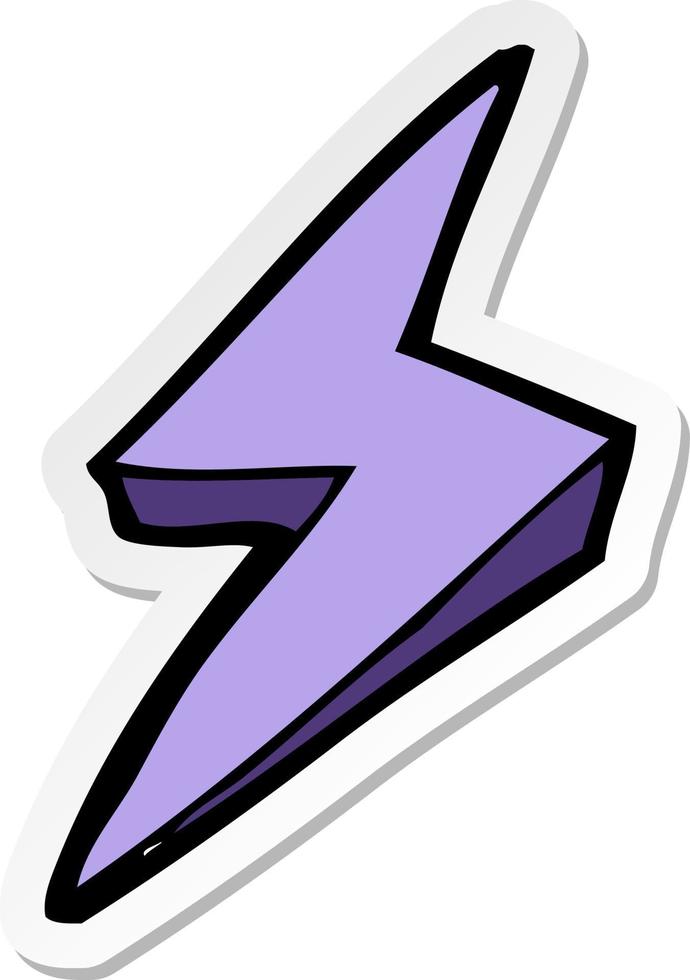 sticker of a cartoon lightning bolt symbol vector