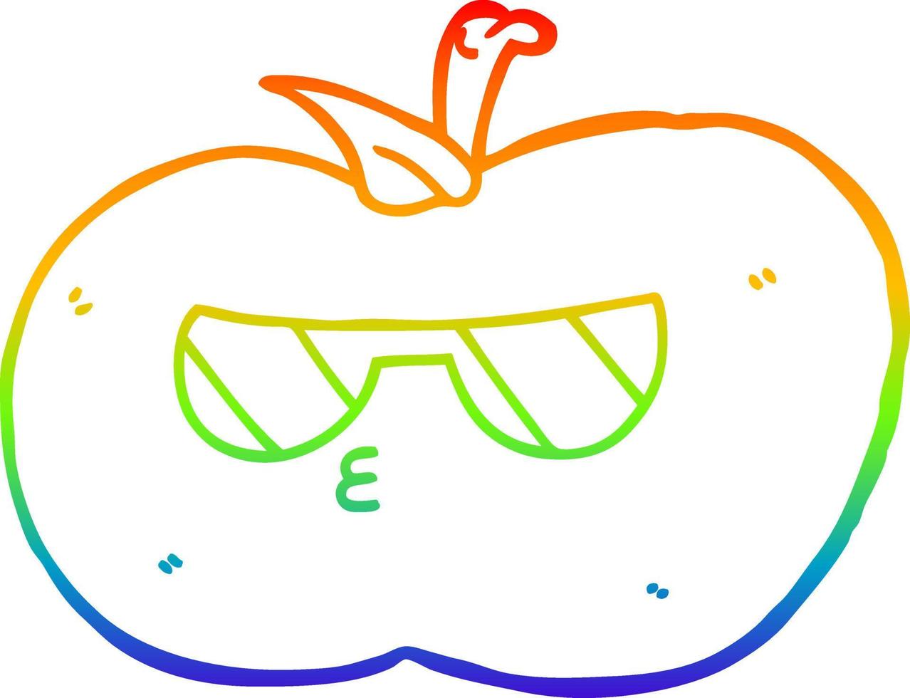 arco iris gradiente línea dibujo dibujos animados guay manzana vector