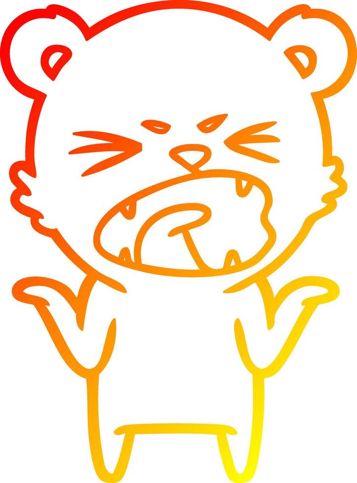 warm gradient line drawing angry cartoon polar bear vector