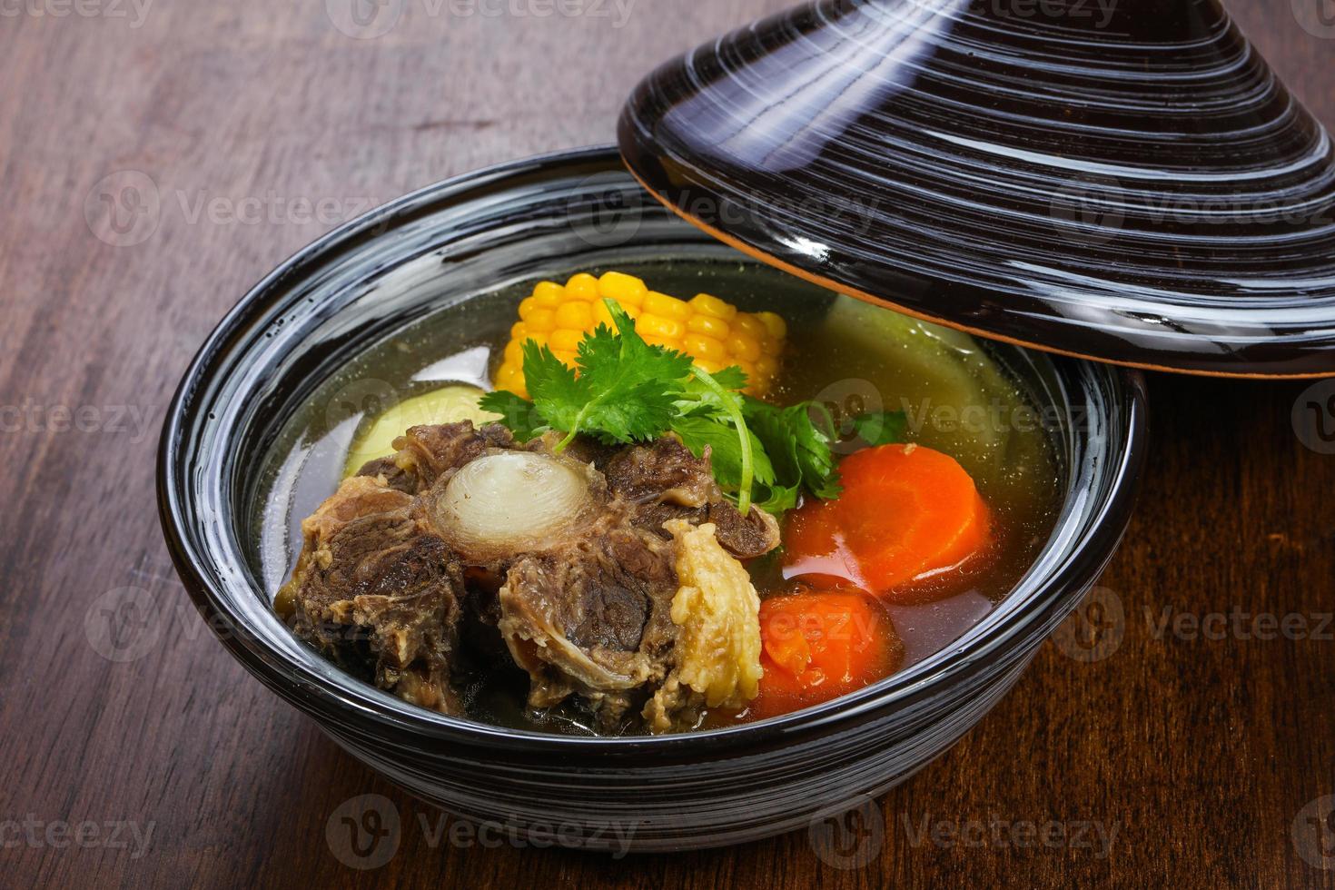 Soup with beef and corn photo