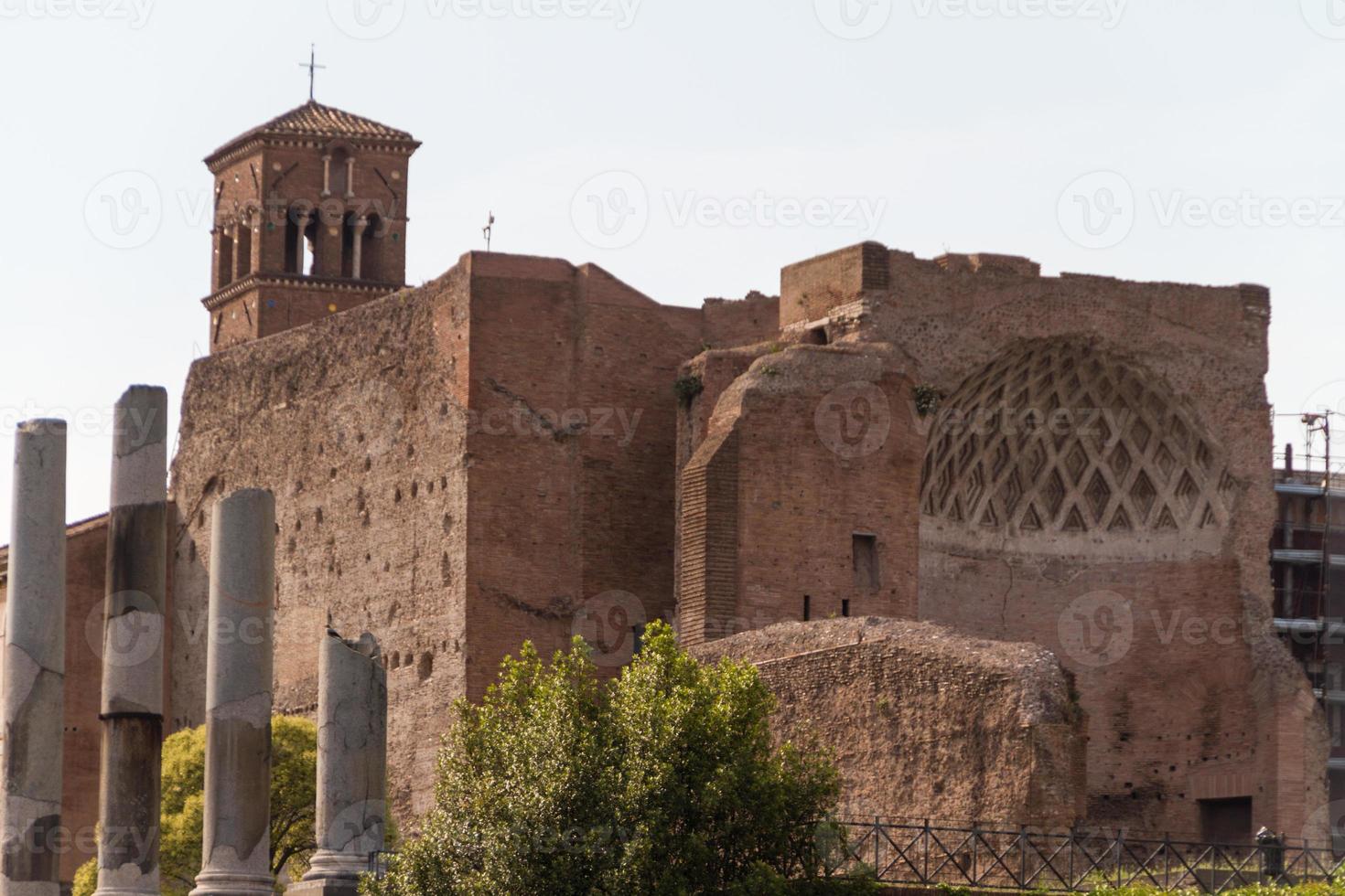 Building ruins and ancient columns  in Rome, Italy photo