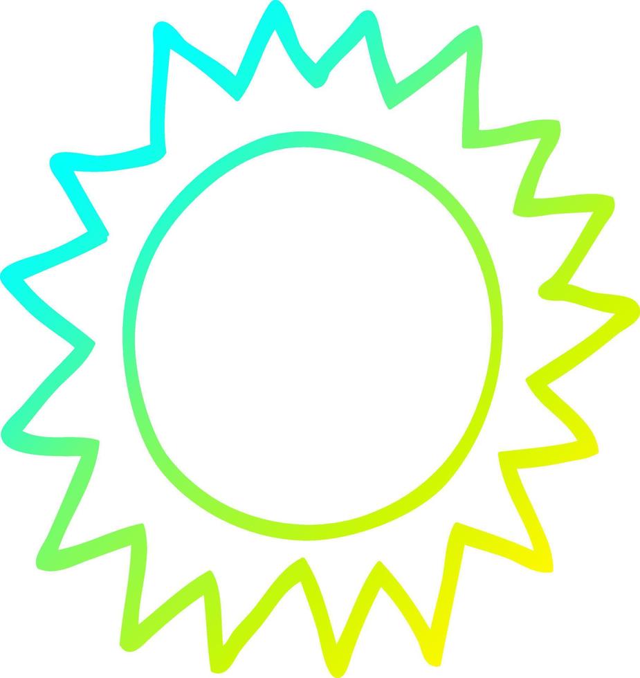 cold gradient line drawing cartoon sun vector