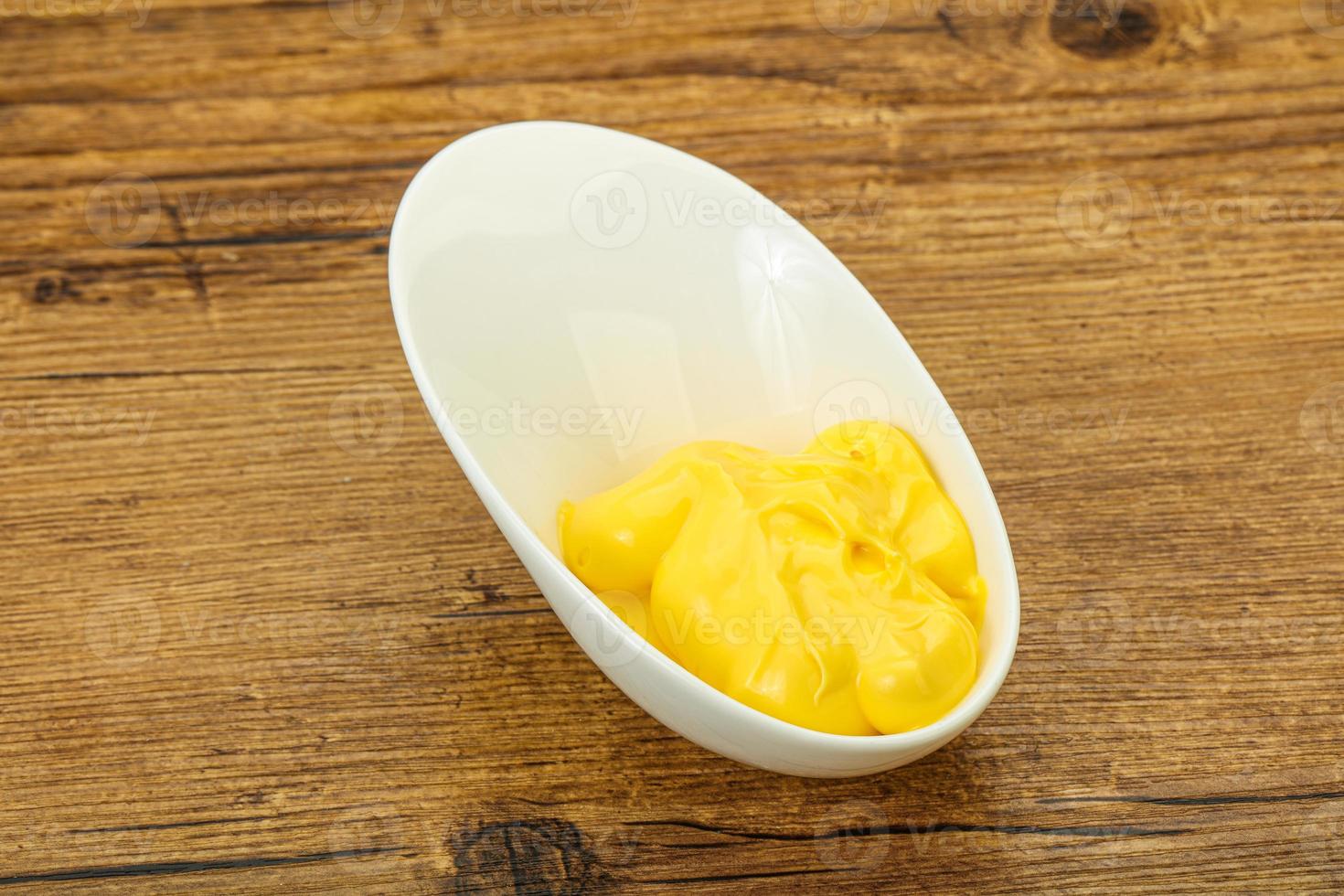 Natural cheese sauce in the bowl photo