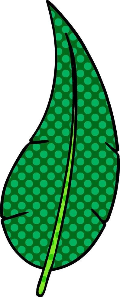 cartoon doodle of a green long leaf vector