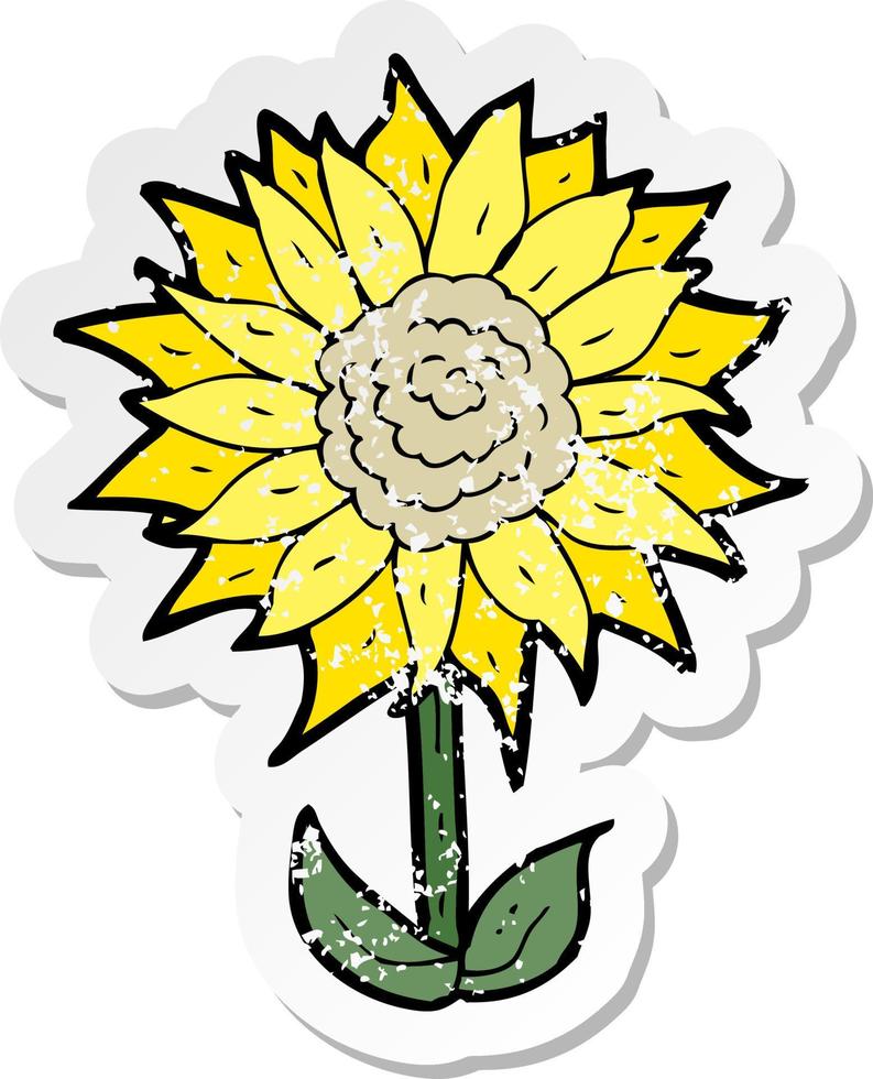 retro distressed sticker of a cartoon flower vector