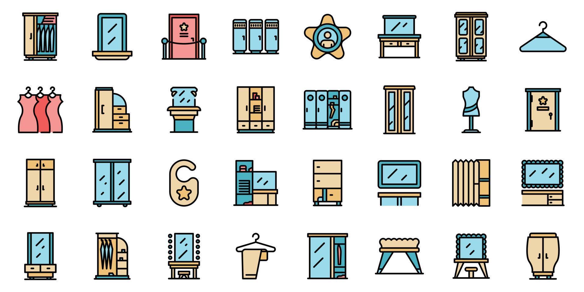 Dressing room icons set vector flat