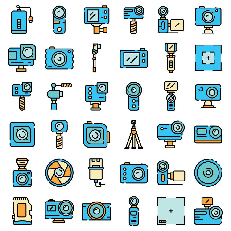 Action camera icons vector flat