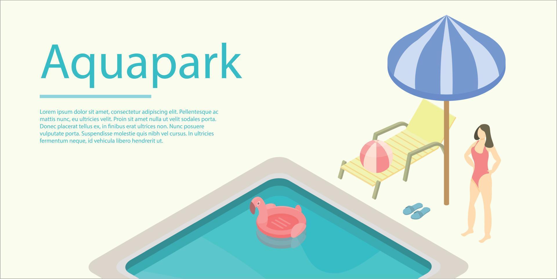 banner de concepto de parque acuático, estilo isométrico vector