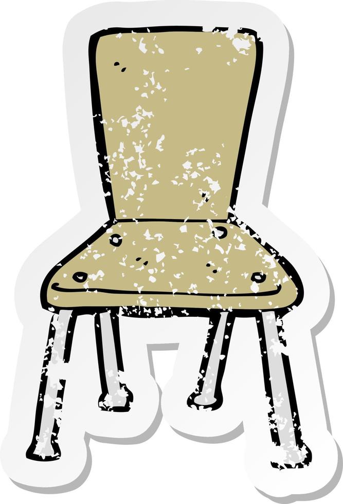 pegatina retro angustiada de una silla de dibujos animados de la vieja escuela vector