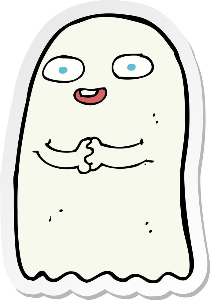 sticker of a funny cartoon ghost vector