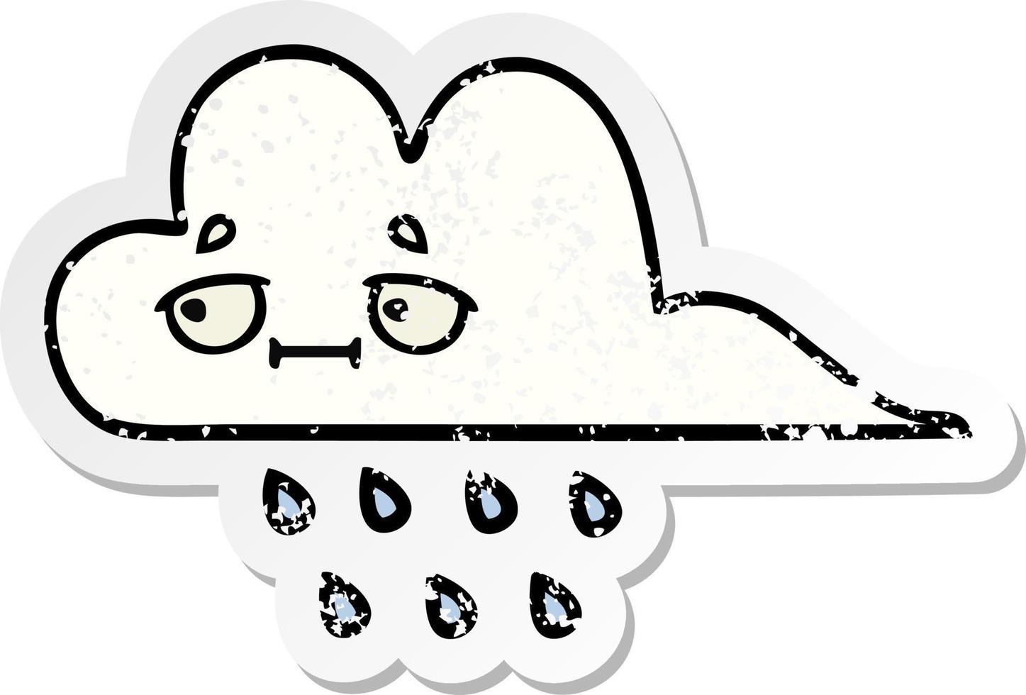 distressed sticker of a cute cartoon rain cloud vector