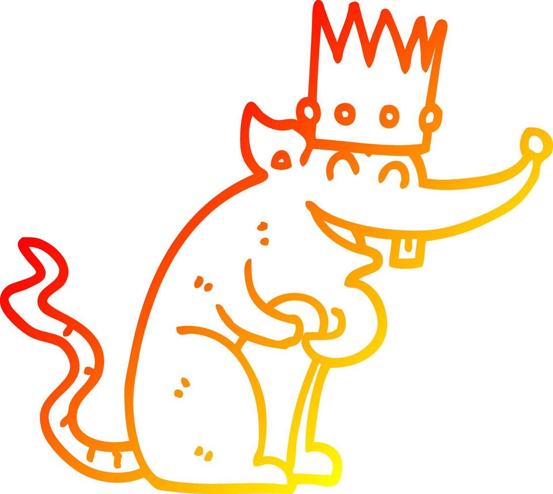 warm gradient line drawing cartoon rat king laughing vector