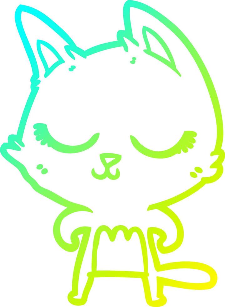 cold gradient line drawing calm cartoon cat vector