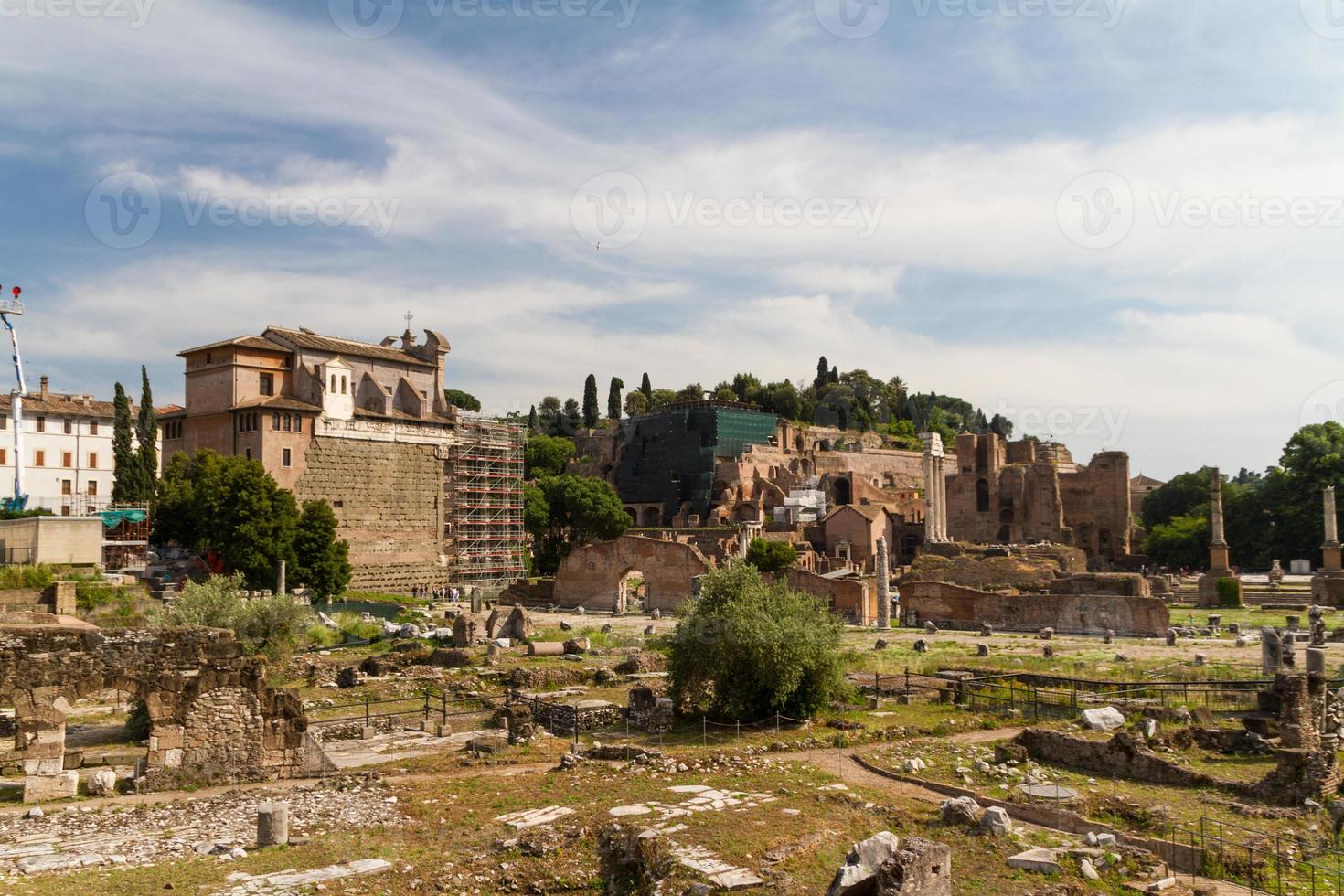 Building ruins and ancient columns  in Rome, Italy photo