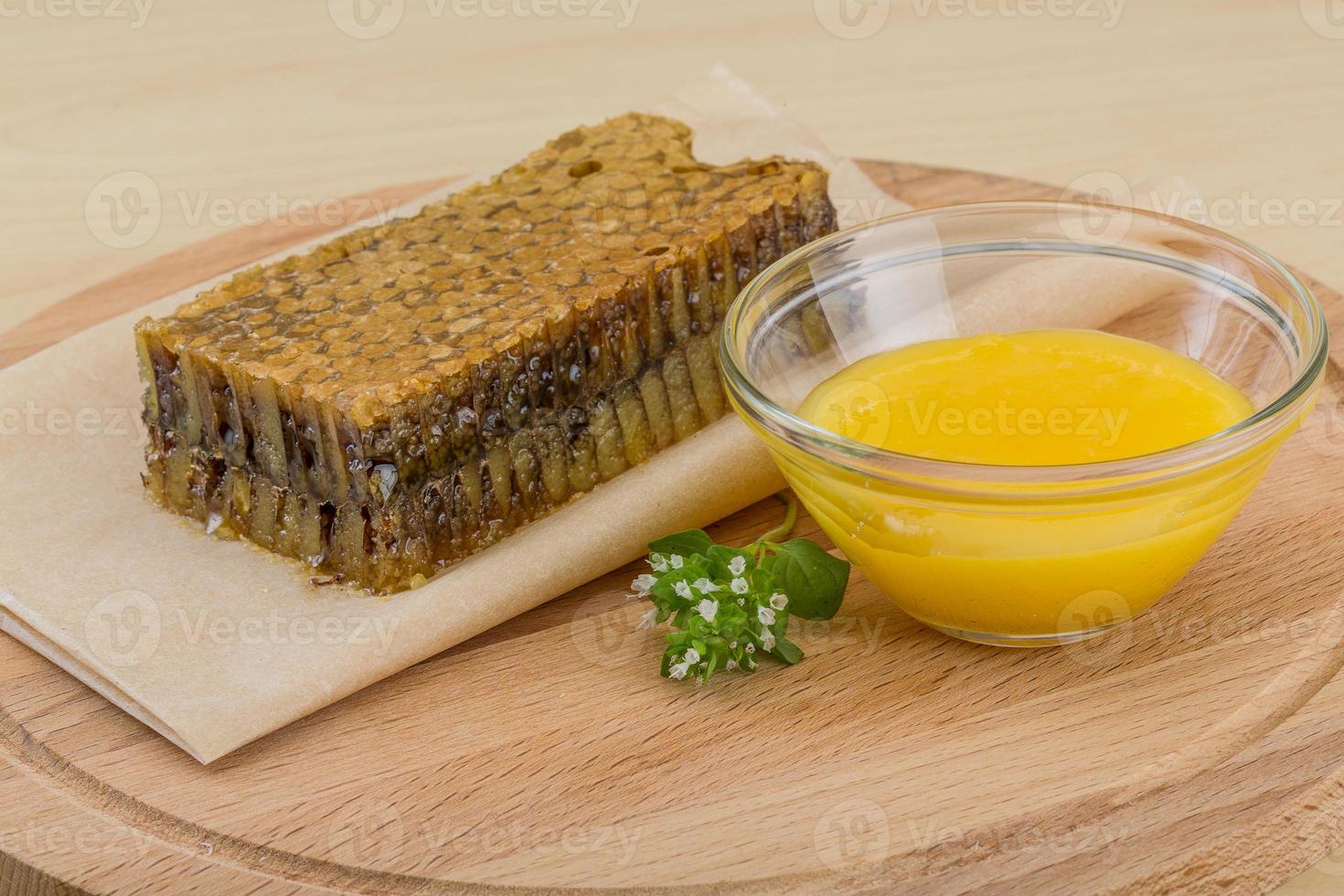 Honey with comb photo