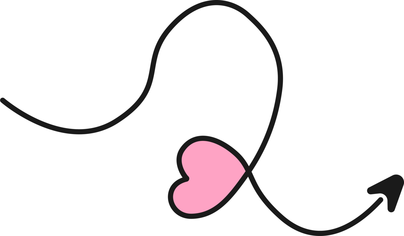 Hand drawn arrow line with heart png