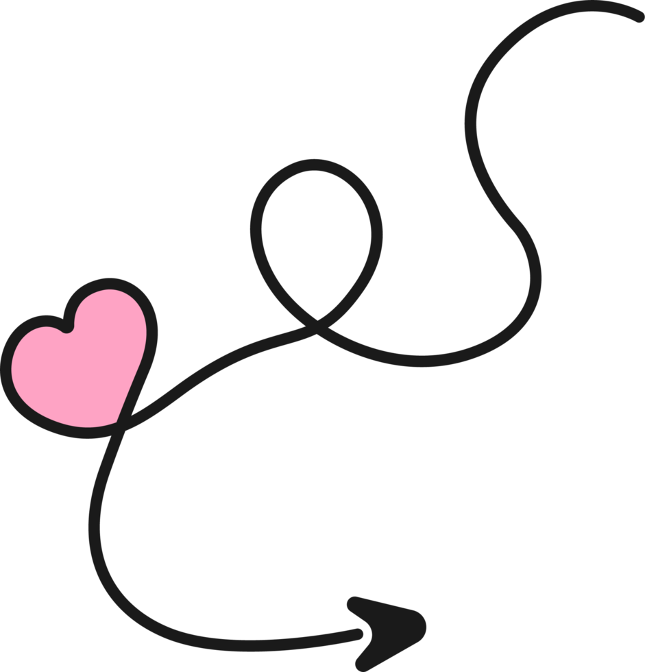 Hand drawn arrow line with heart png