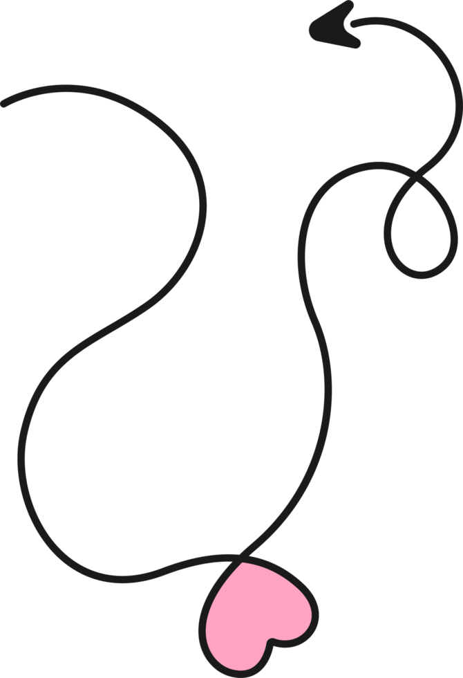 Hand drawn arrow line with heart png