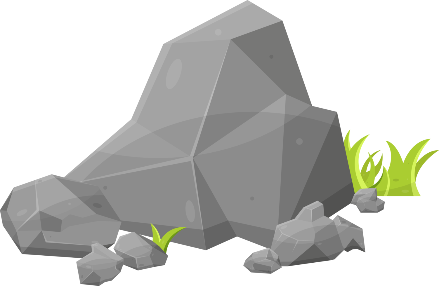 Rock stones and boulders in cartoon style png