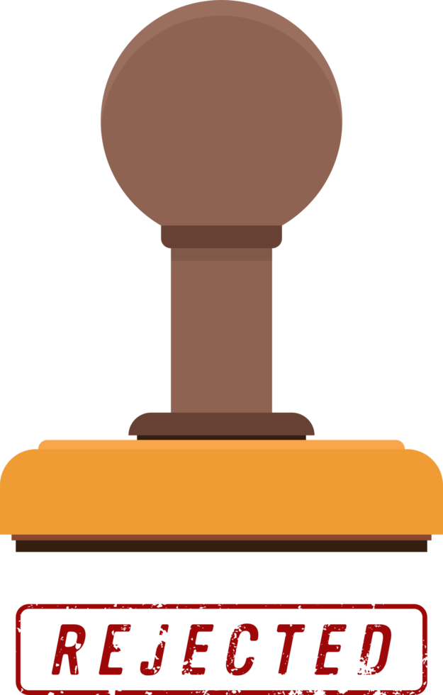 Wooden stamper and stamp mark with rejected text png