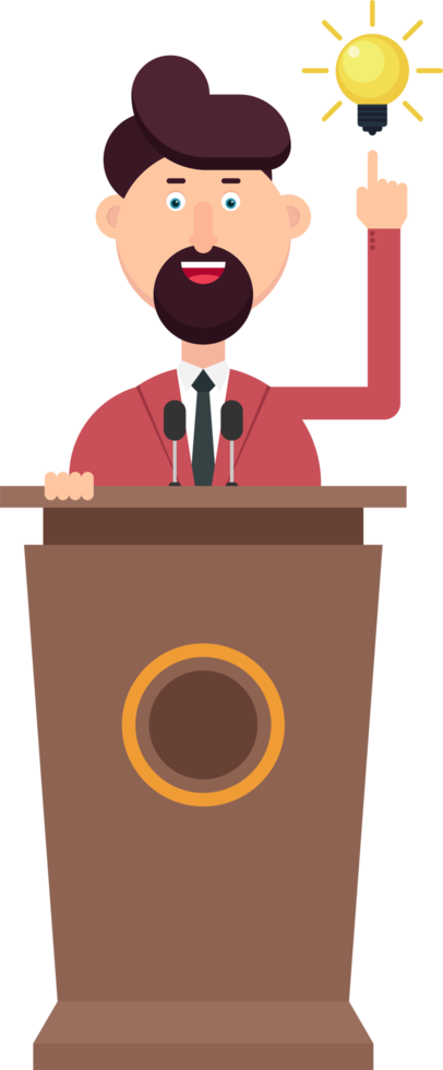 Businessman is speaking on podium png