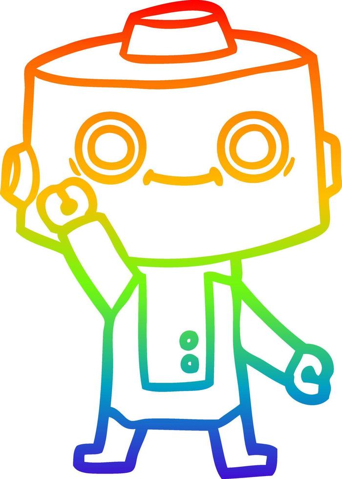 rainbow gradient line drawing cartoon robot vector