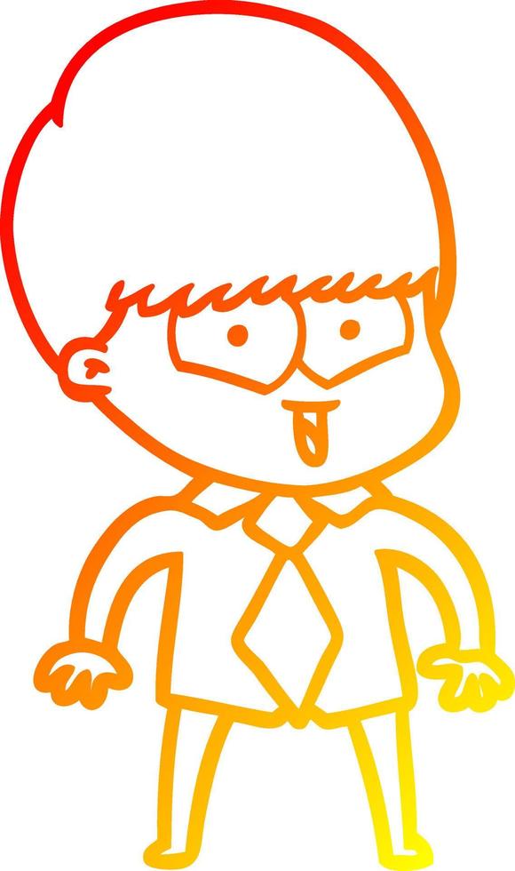 warm gradient line drawing cartoon happy boy vector