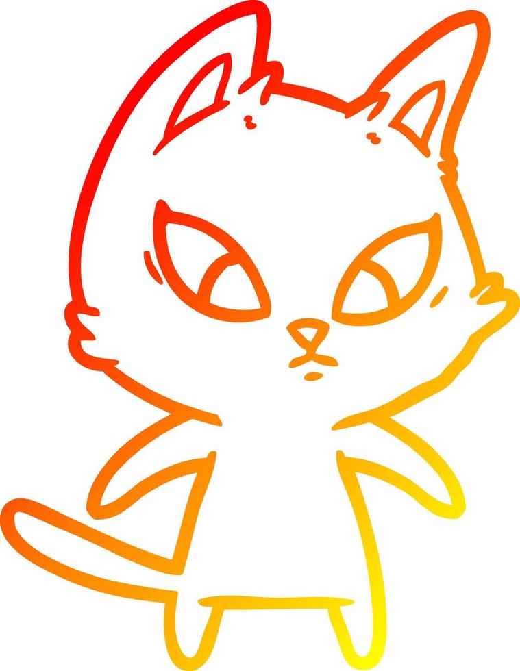 warm gradient line drawing confused cartoon cat vector