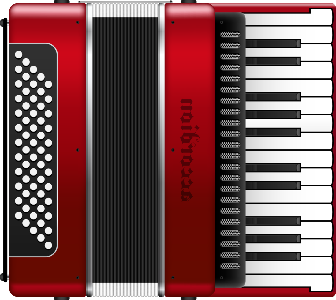 Realistic accordion png illustration isolated on white background