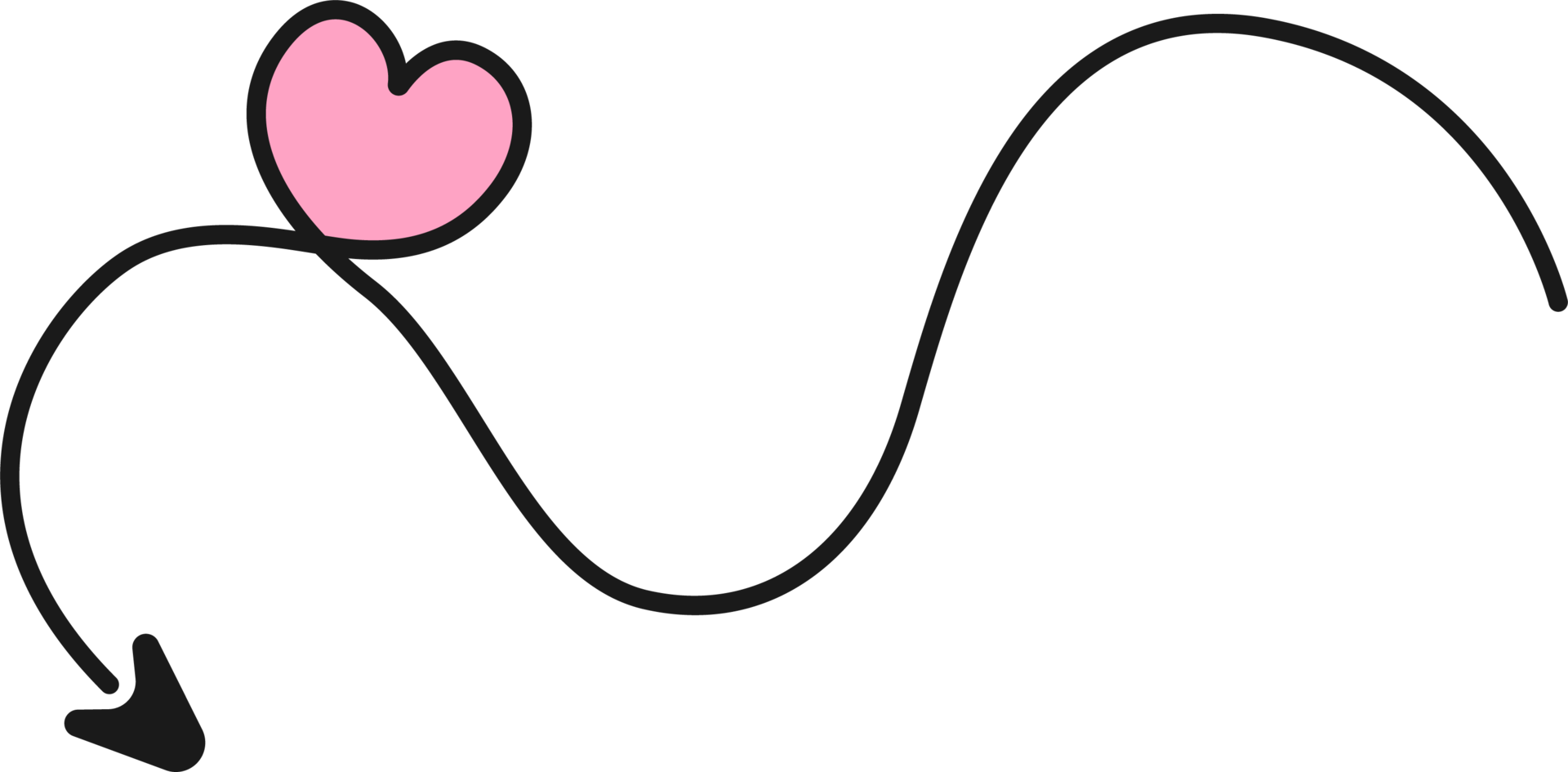 Hand drawn arrow line with heart png