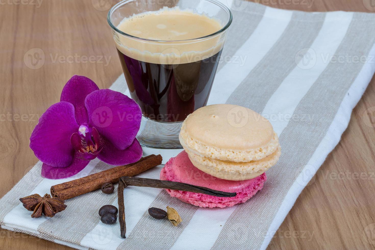Coffee with macaroons photo