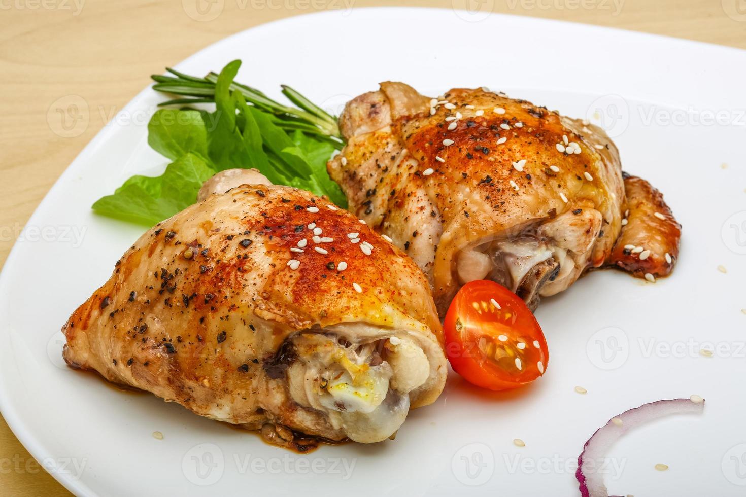 Roasted chicken thighs photo