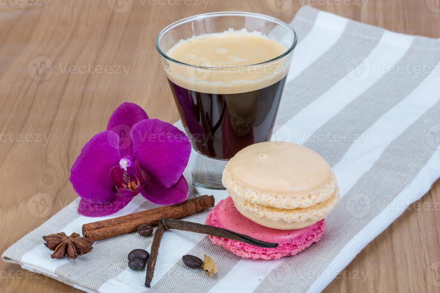 Coffee with macaroons photo