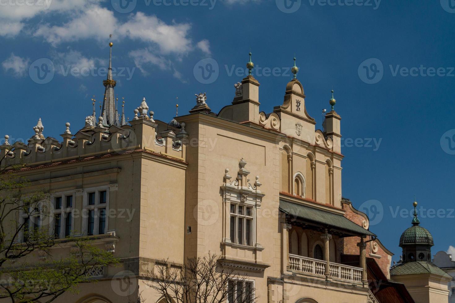 Sukiennice building in Krakow in strange perspective, Poland photo