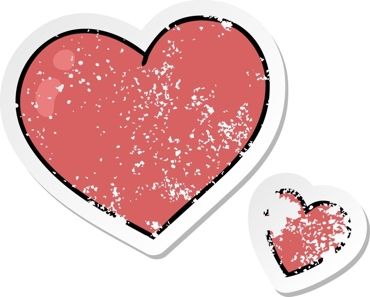 distressed sticker of a quirky hand drawn cartoon pink hearts vector