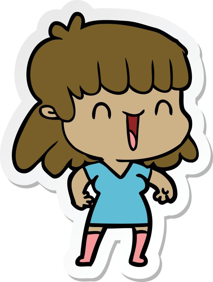 sticker of a cartoon woman vector