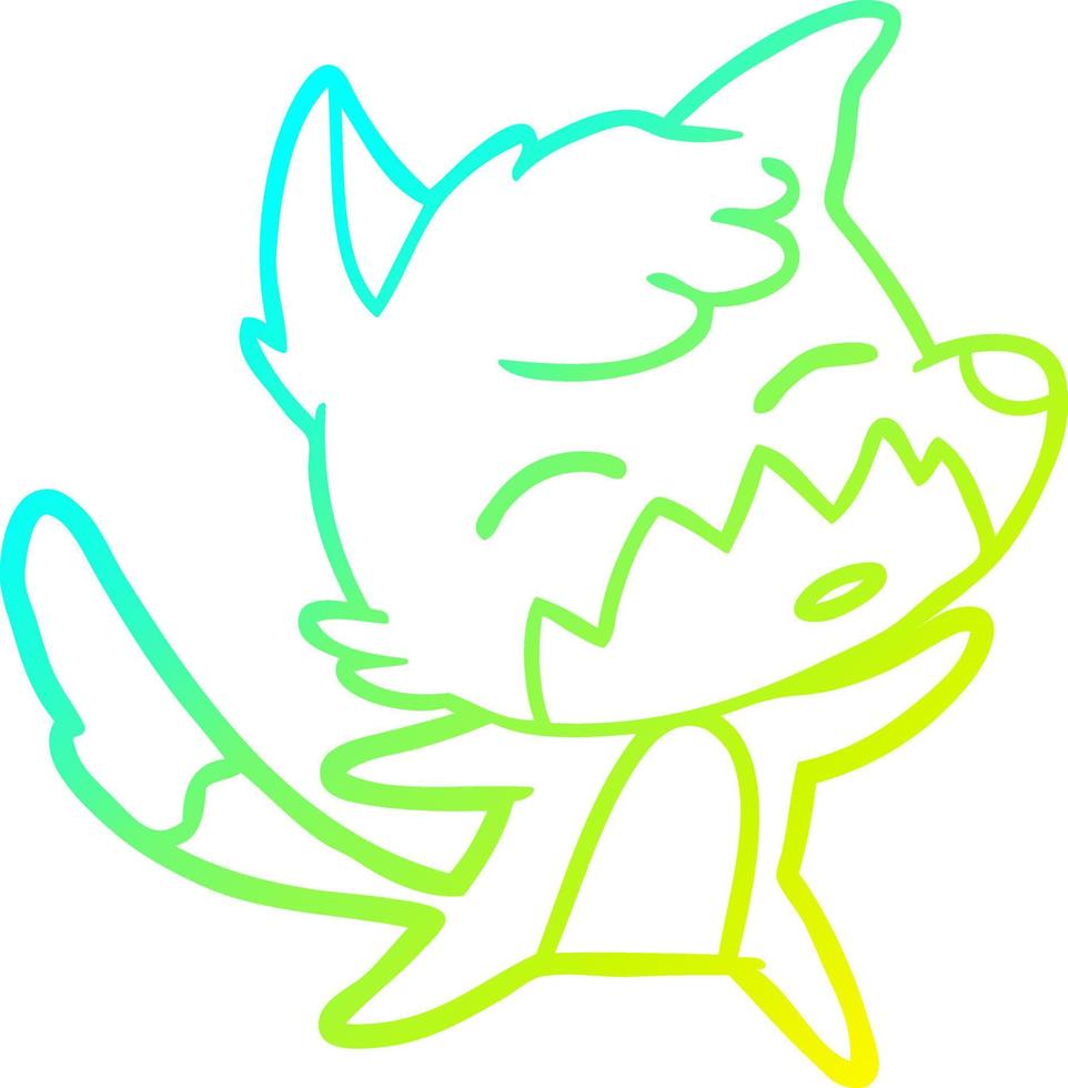 cold gradient line drawing cartoon fox vector