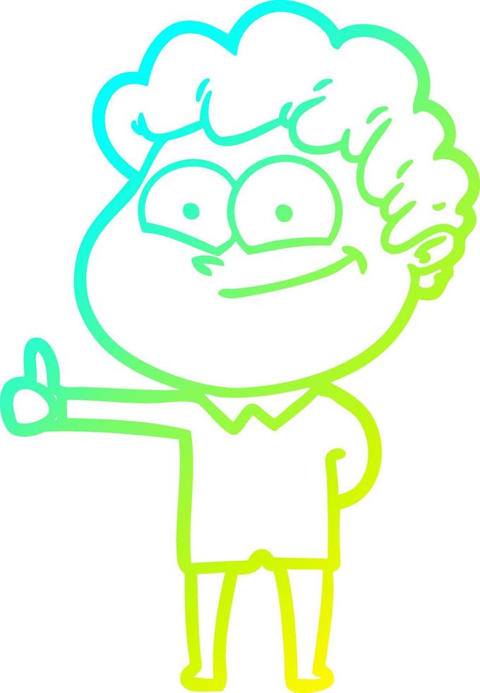cold gradient line drawing cartoon happy man vector