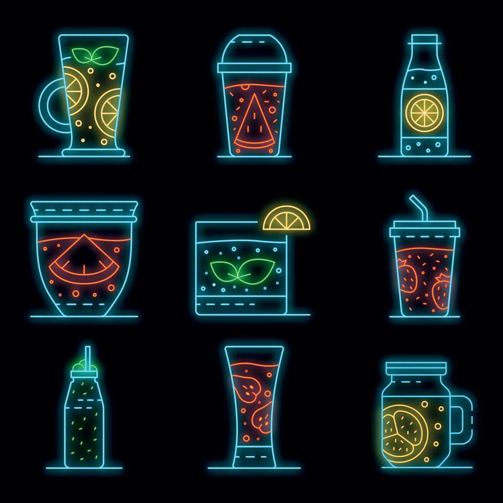 Smoothie icon set vector neon