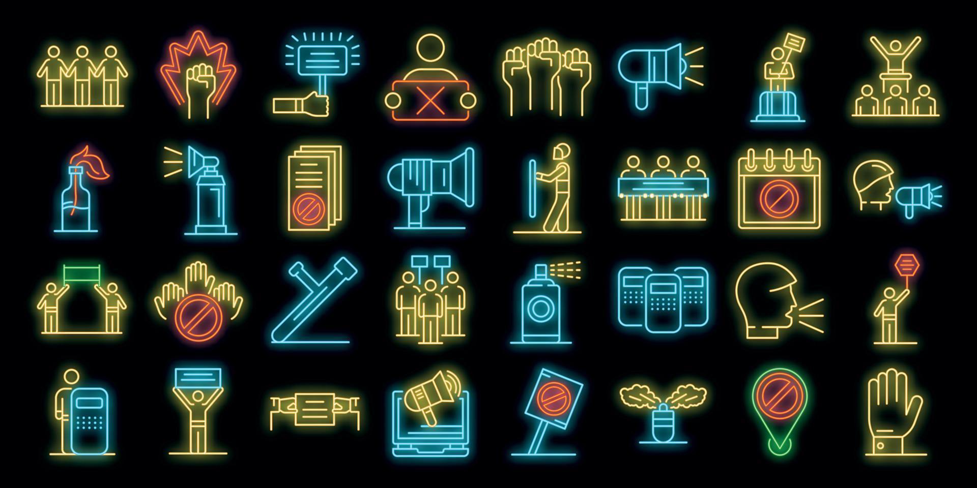 conjunto de iconos de protesta neón vectorial vector