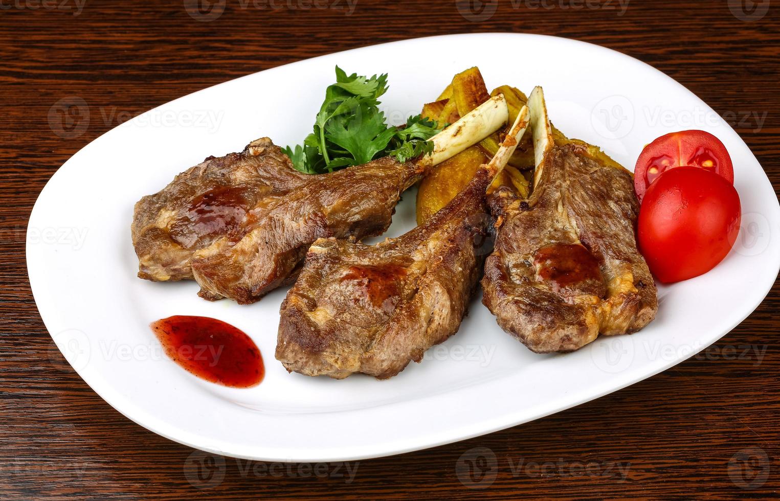 Grilled lamb chops photo
