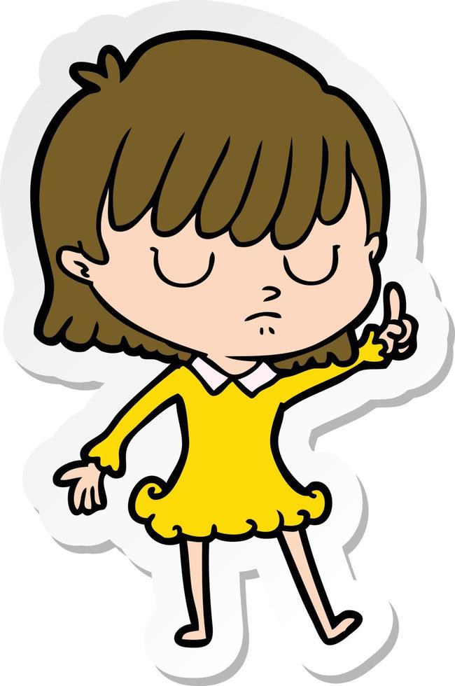 sticker of a cartoon woman vector