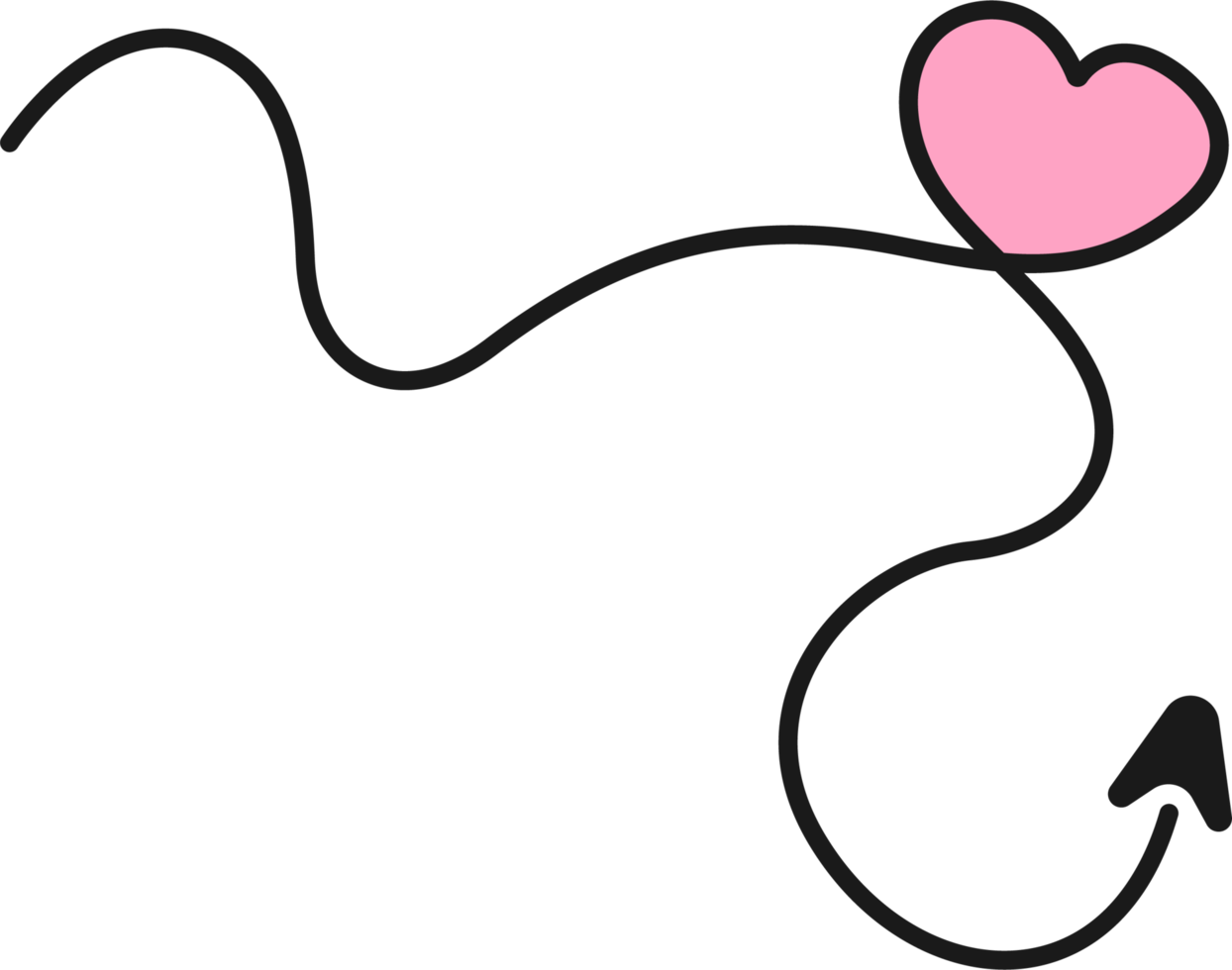 Hand drawn arrow line with heart png